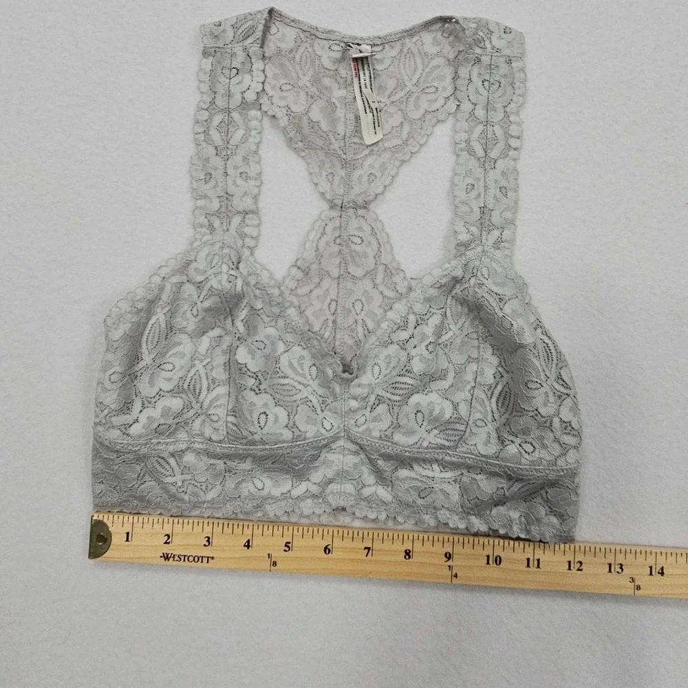 Intimately Free People Small Gray Lace‎ Racerback Bralette Bra Wireless Stretch